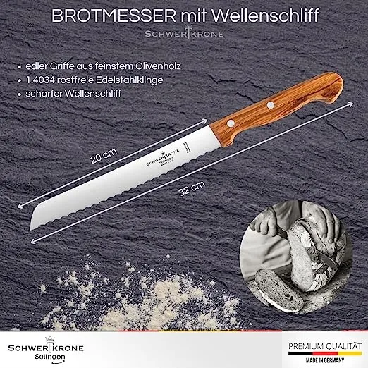Schwertkrone Olive Classic MO50101 coltello pane 20 cm ulivo