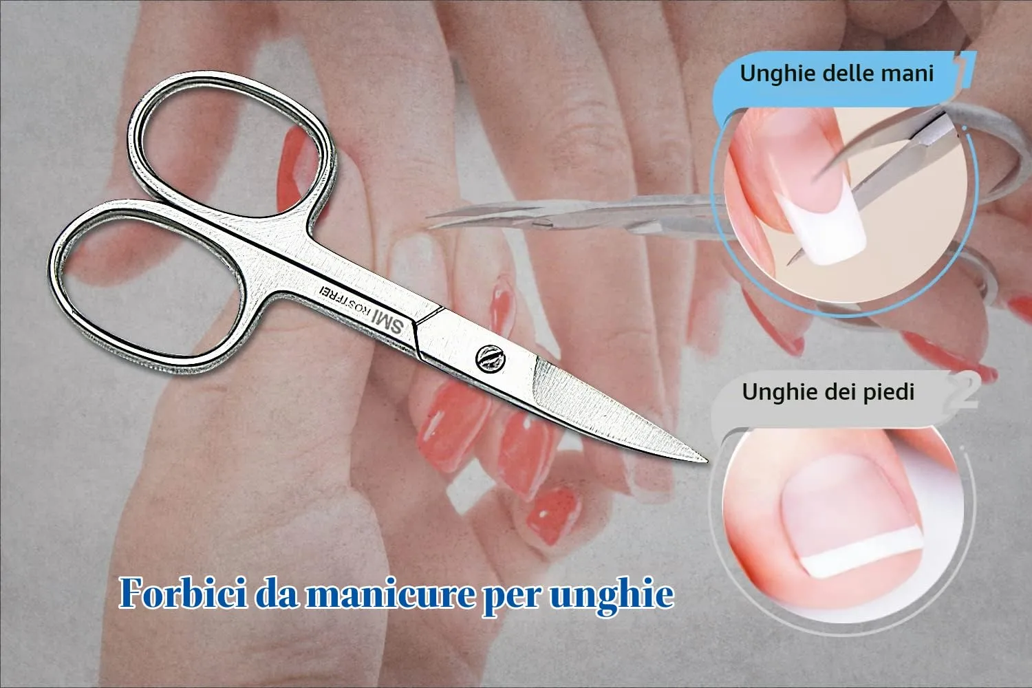 SMI 9,5 cm forbici unghie mancini lama curva