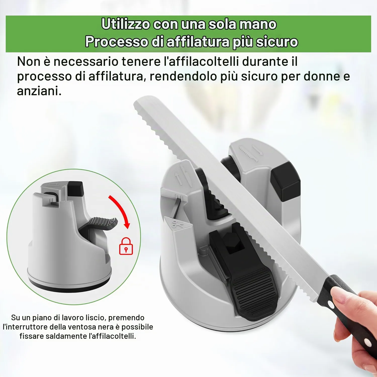 YOORLEAY Affilacoltelli Manuale Angolo Automatico con Asta Ceramica