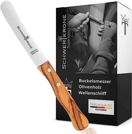 Schwertkrone Olive Classic Buckelsmesser coltello pane olivo ondulato