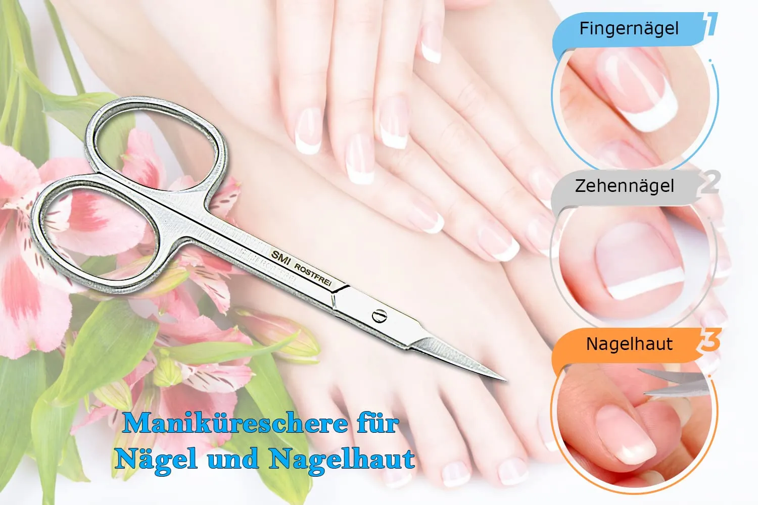 SMI Forbici cuticole curve 9,5 cm acciaio inox custodia