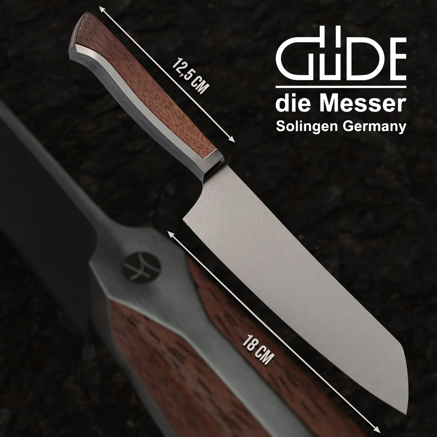 Güde Caminada Santoku 18 cm noce coltello cucina forgiato