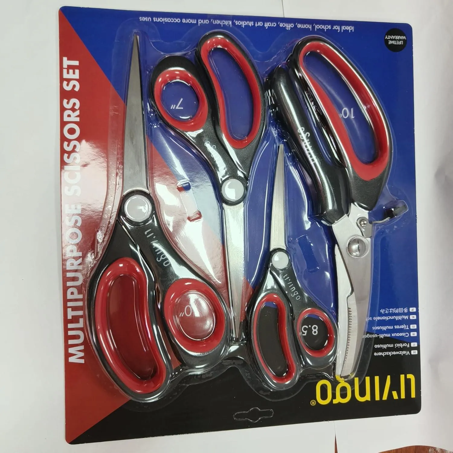 LIVINGO Set Forbici Multiuso 4 Pezzi Acciaio Inox
