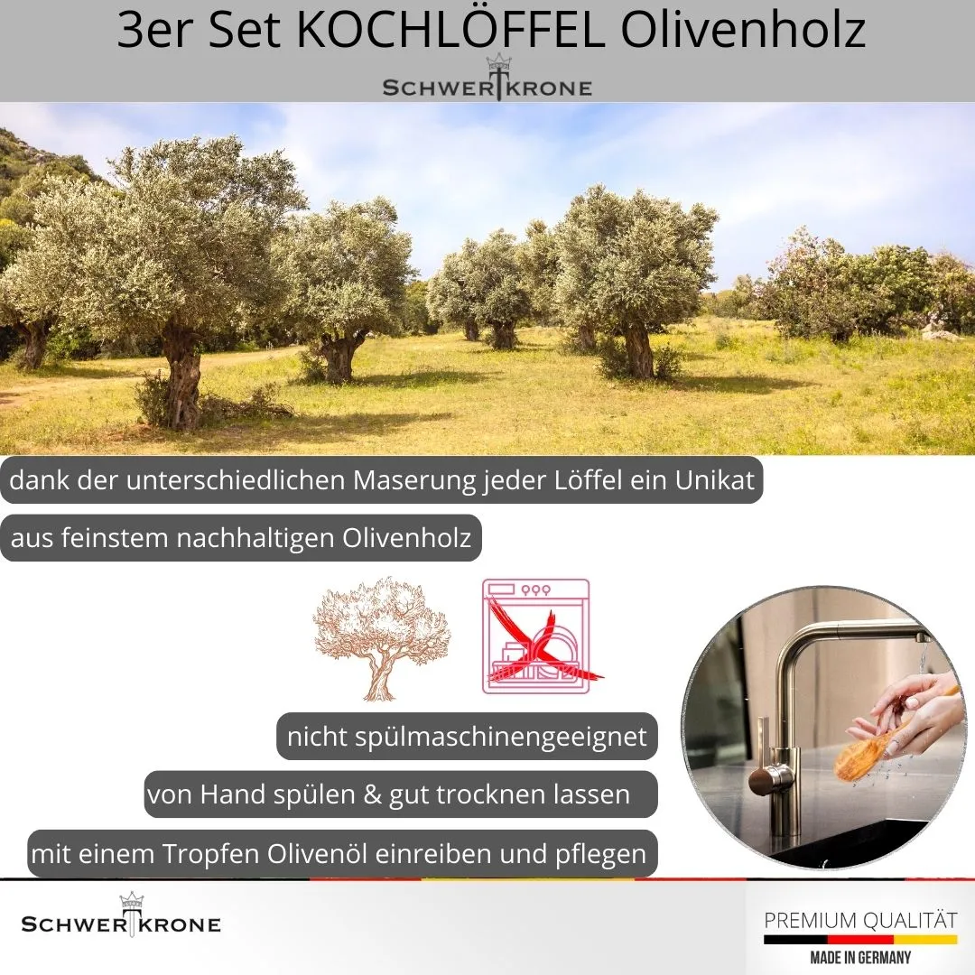 Schwertkrone KH10301 mestoli ulivo set 3 pezzi