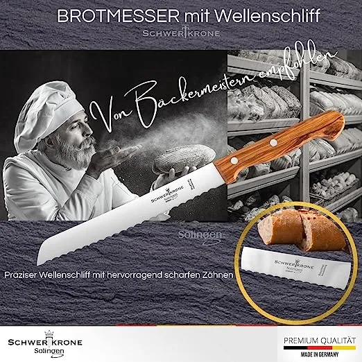 Schwertkrone Olive Classic MO50101 coltello pane 20 cm ulivo