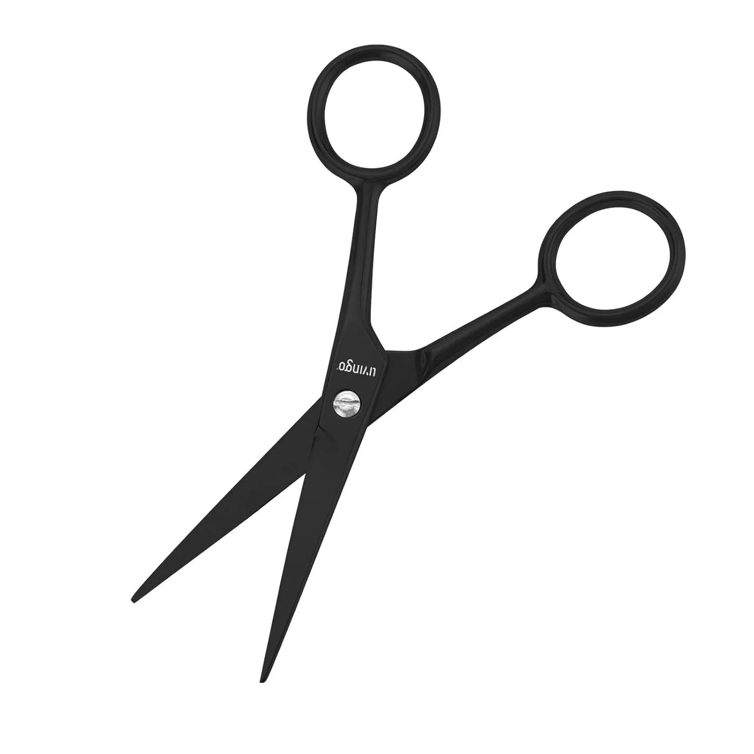 LIVINGO Forbici Baffi e Naso 4,5" Kit Nero con Pettine