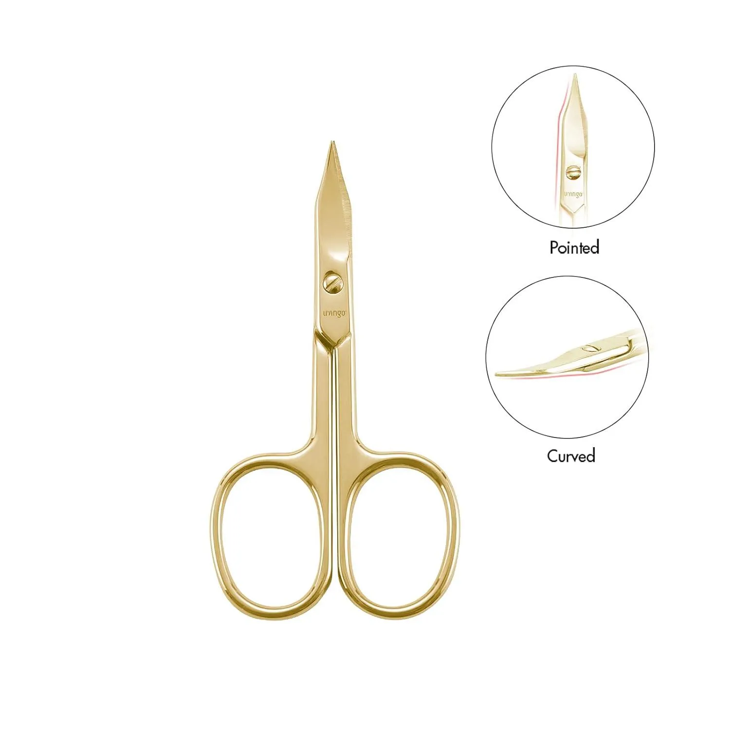 LIVINGO Forbici Unghie Curve 3,5" Oro con Astuccio
