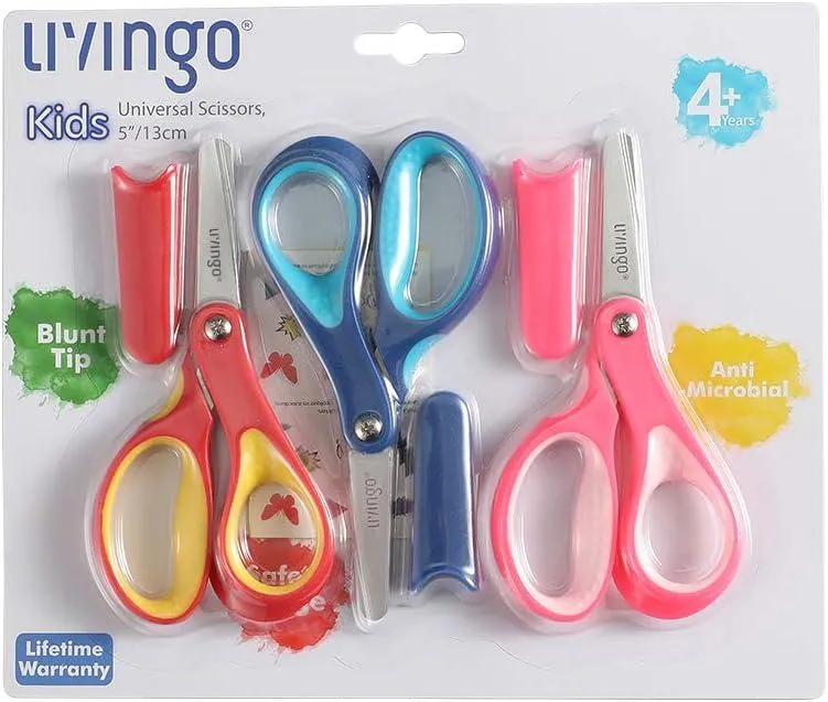 LIVINGO forbici bambini 5 pollici punta tonda 3 pezzi