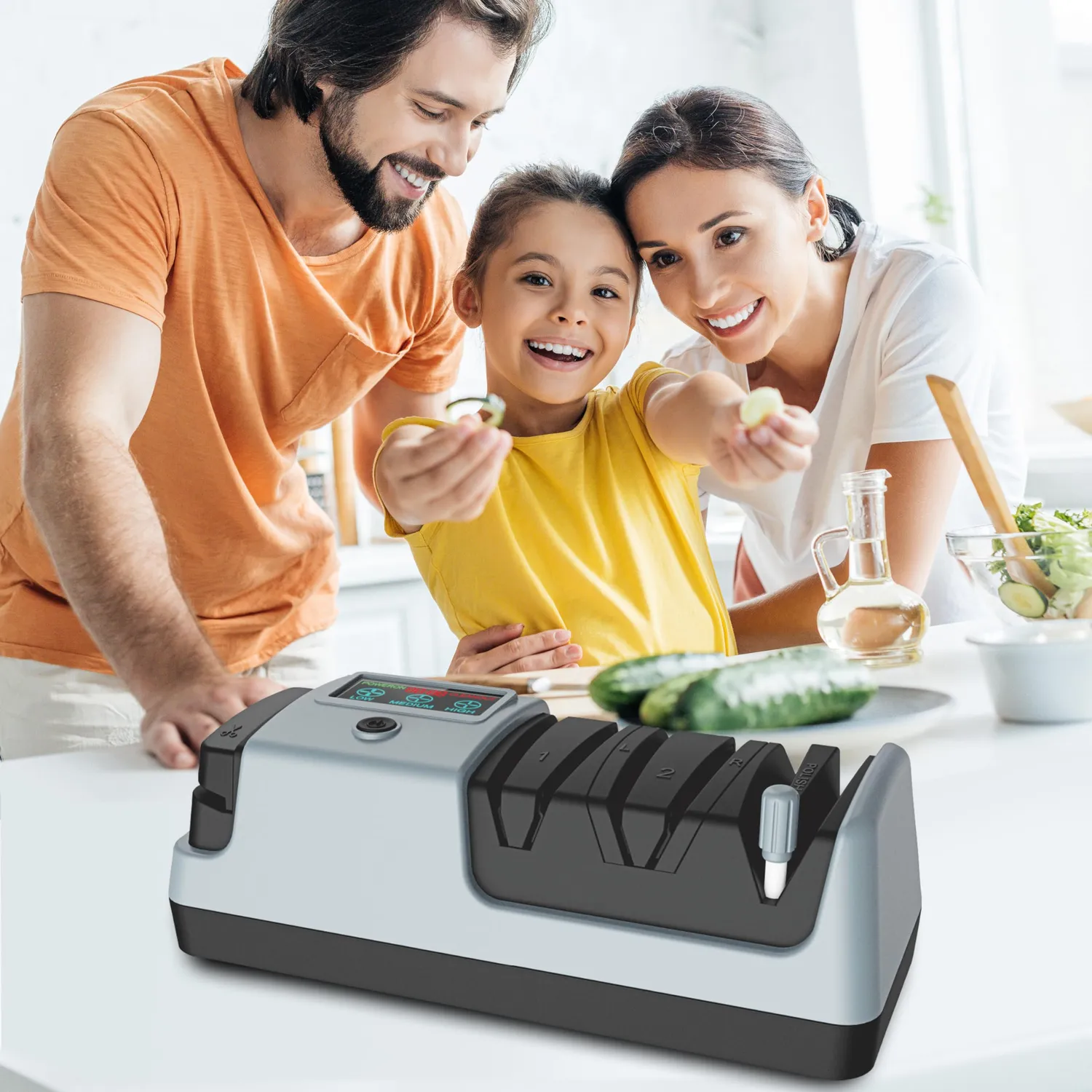 Yoorleay Affilacoltelli Elettrico 5 in 1 3 Velocità con Lucidatura