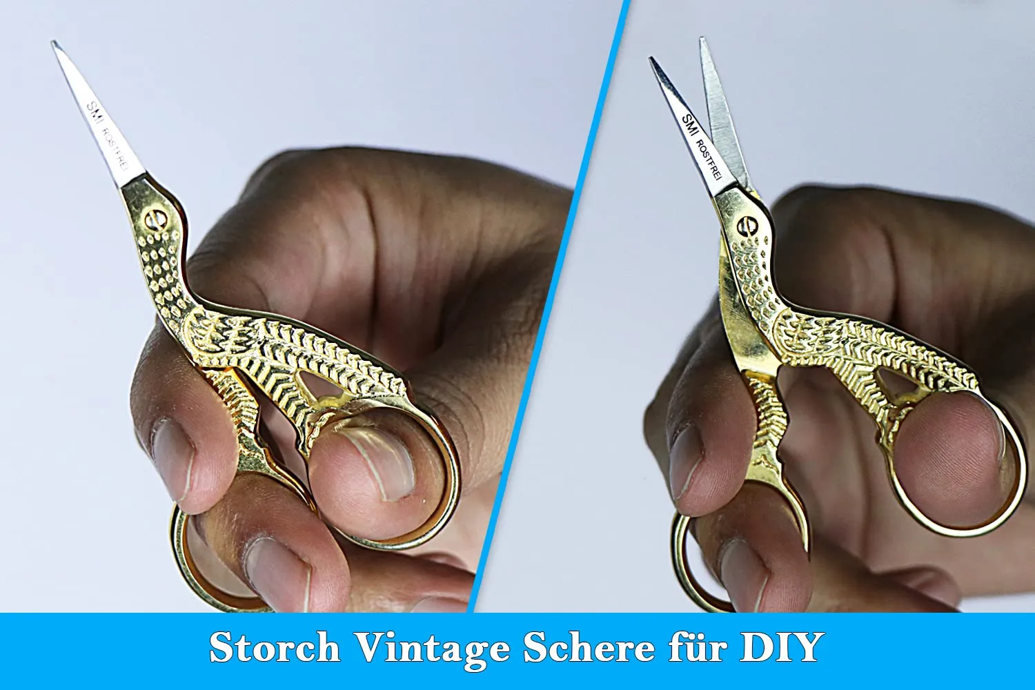 SMI Forbici da Ricamo Cicogna 9 cm Oro con Custodia