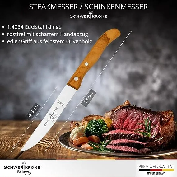Schwertkrone Olive Classic Universale 5" coltello bistecca olivo lama liscia