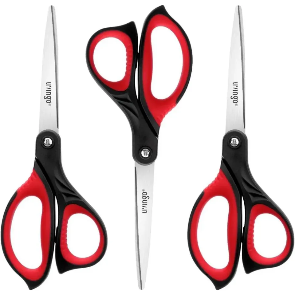 LIVINGO forbici multiuso 8,5” set 3 pezzi rosse inox