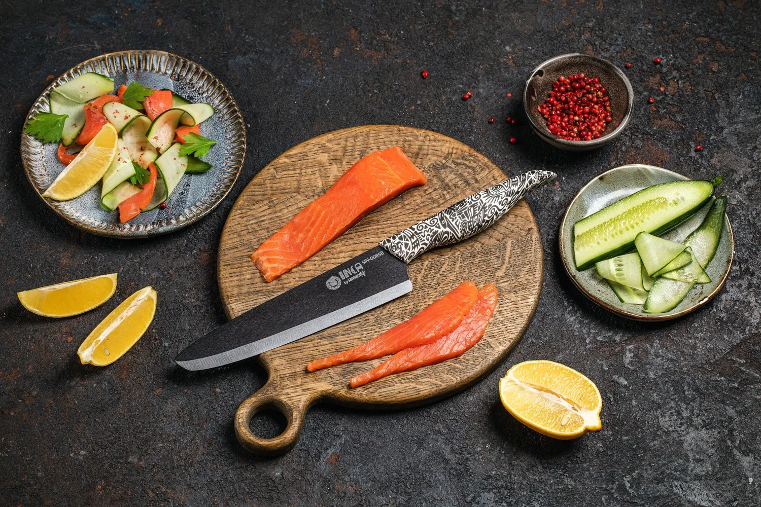 Samura Inca SIN-0085B coltello chef ceramica nera 187 mm