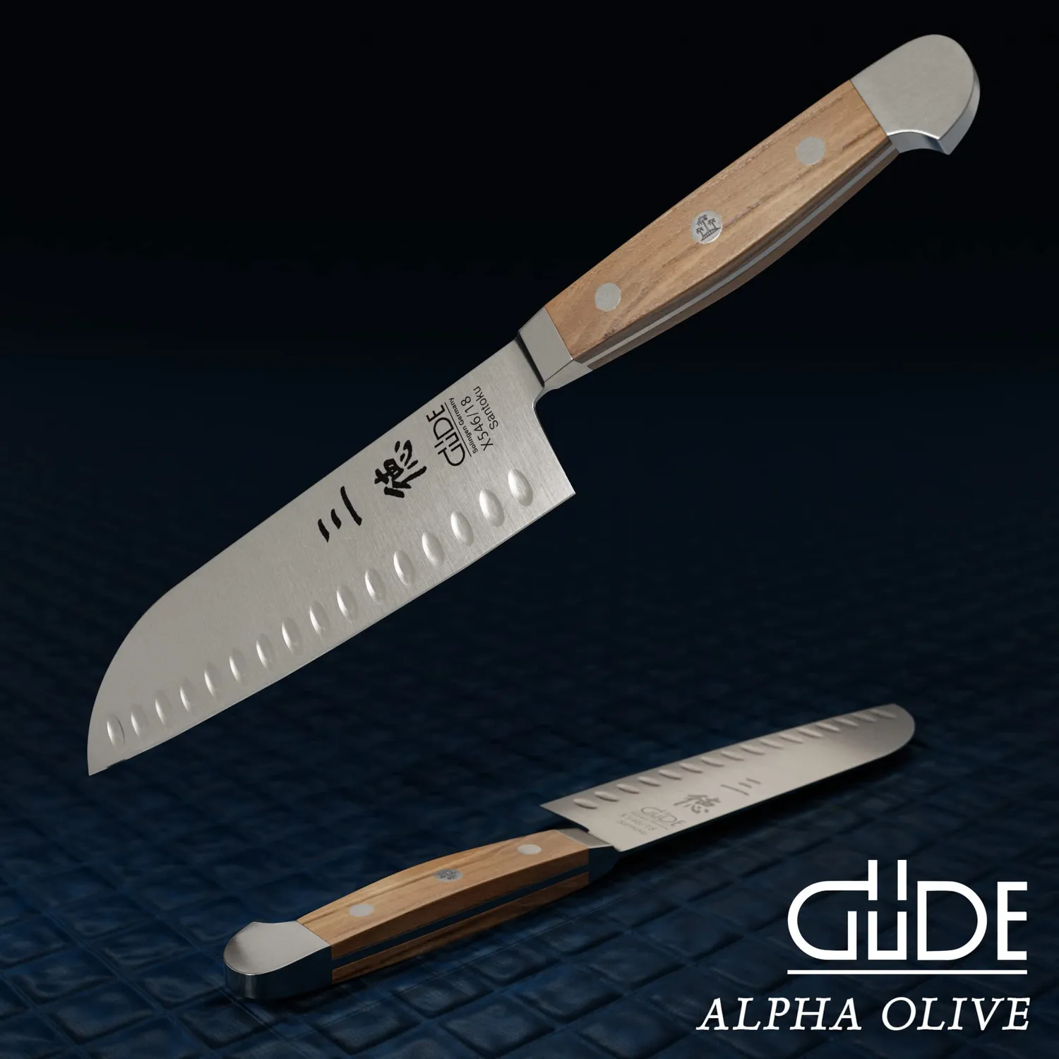 Güde Alpha-Olive santoku alveolato 18 cm legno ulivo