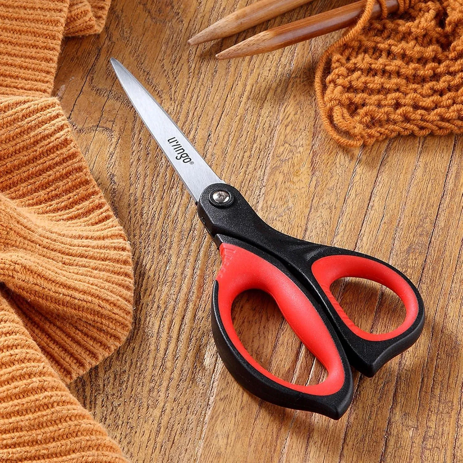 LIVINGO forbici multiuso 8,5” set 3 pezzi rosse inox