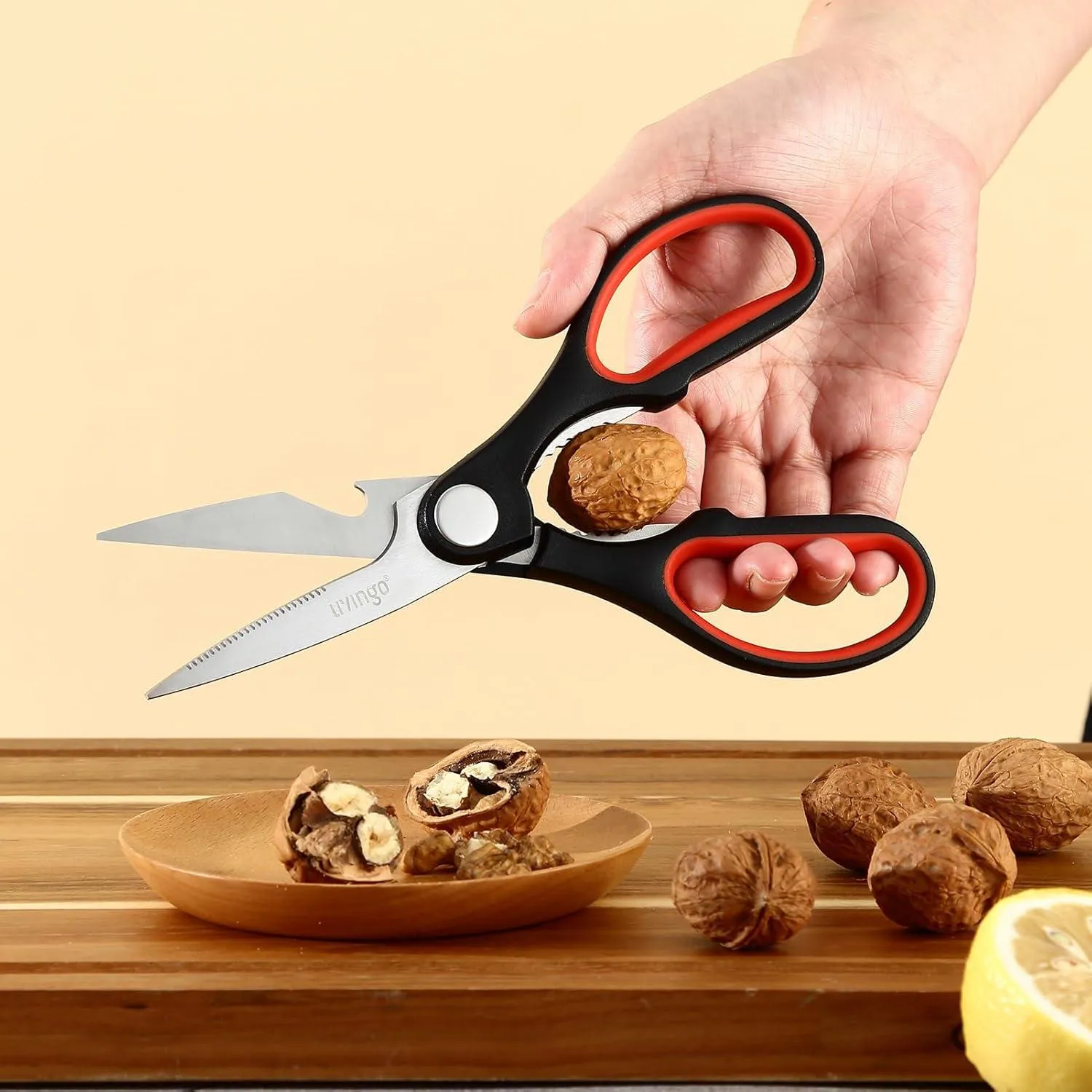 LIVINGO Forbici Cucina Multiuso Inox 2 Pezzi Apribottiglie