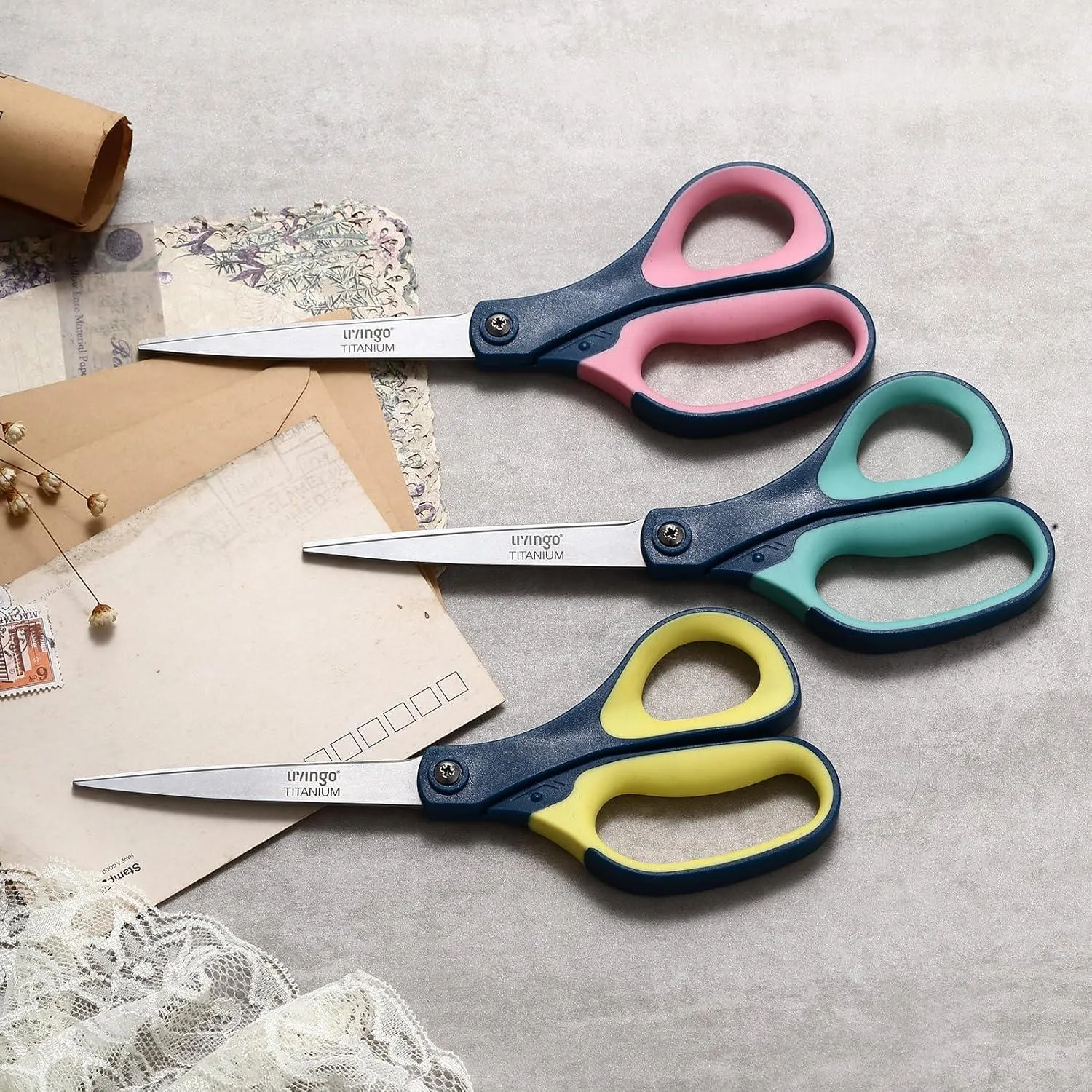 LIVINGO Forbici Titanio 8.5" 3 Pezzi Ufficio Craft Affilate