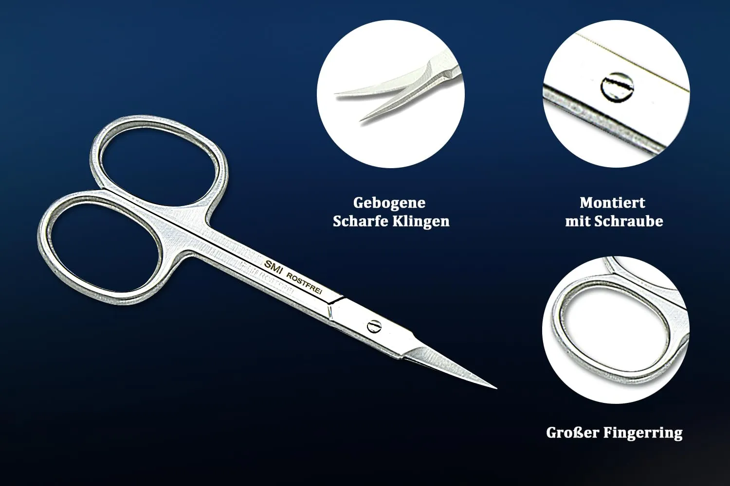 SMI Forbici cuticole curve 9,5 cm acciaio inox custodia