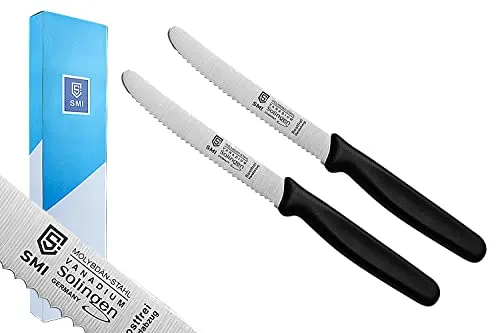 SMI Set 2 coltelli colazione tavola seghettati 11 cm nero