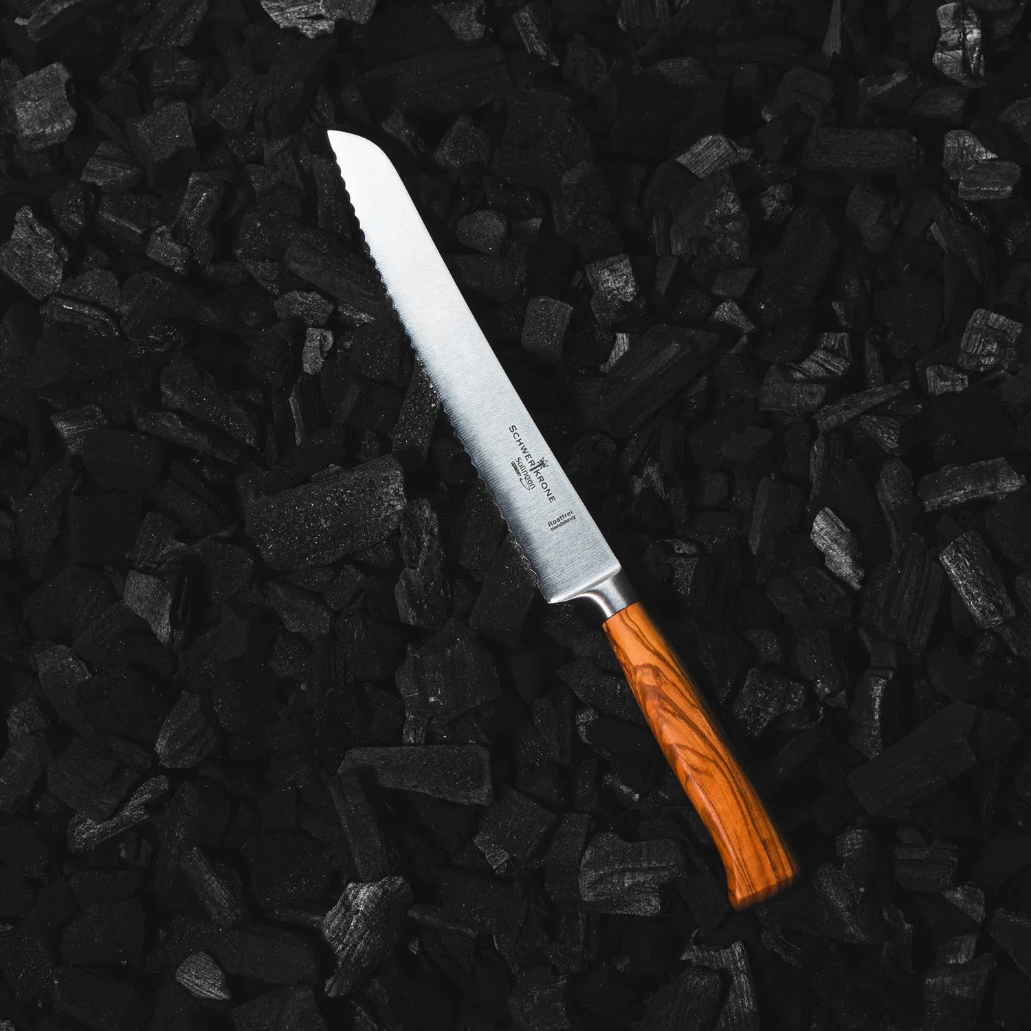 Schwertkrone Antonino Leto coltello pane forgiato 20 cm ulivo