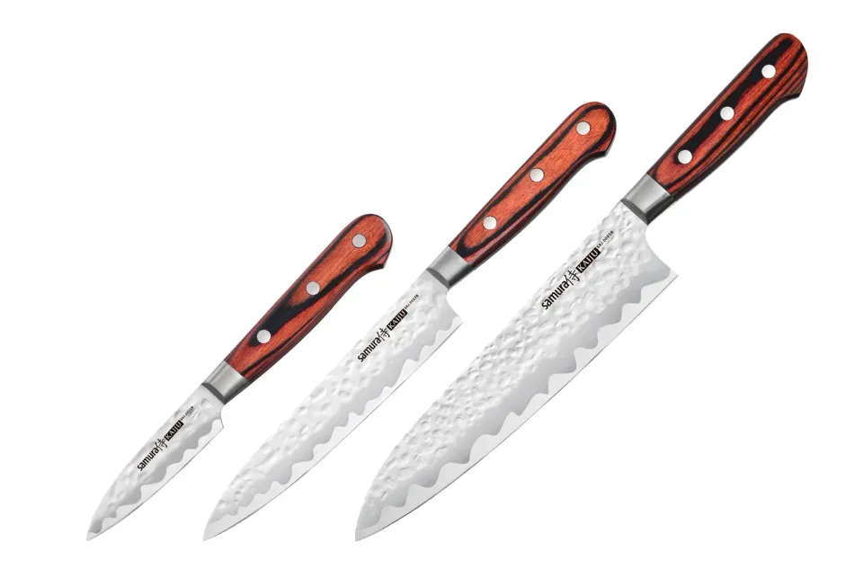 Samura Kaiju SKJ-0220B set coltelli 3 pezzi martellati