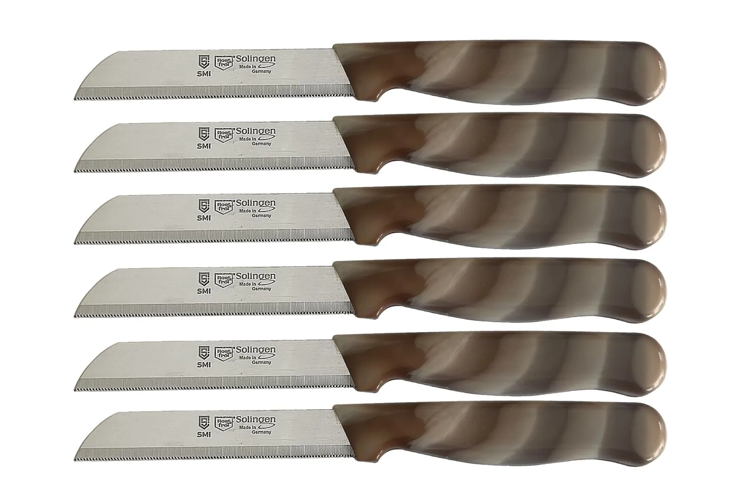 SMI Set 6 coltelli frutta spelucchino seghettati 8,5 cm grigio