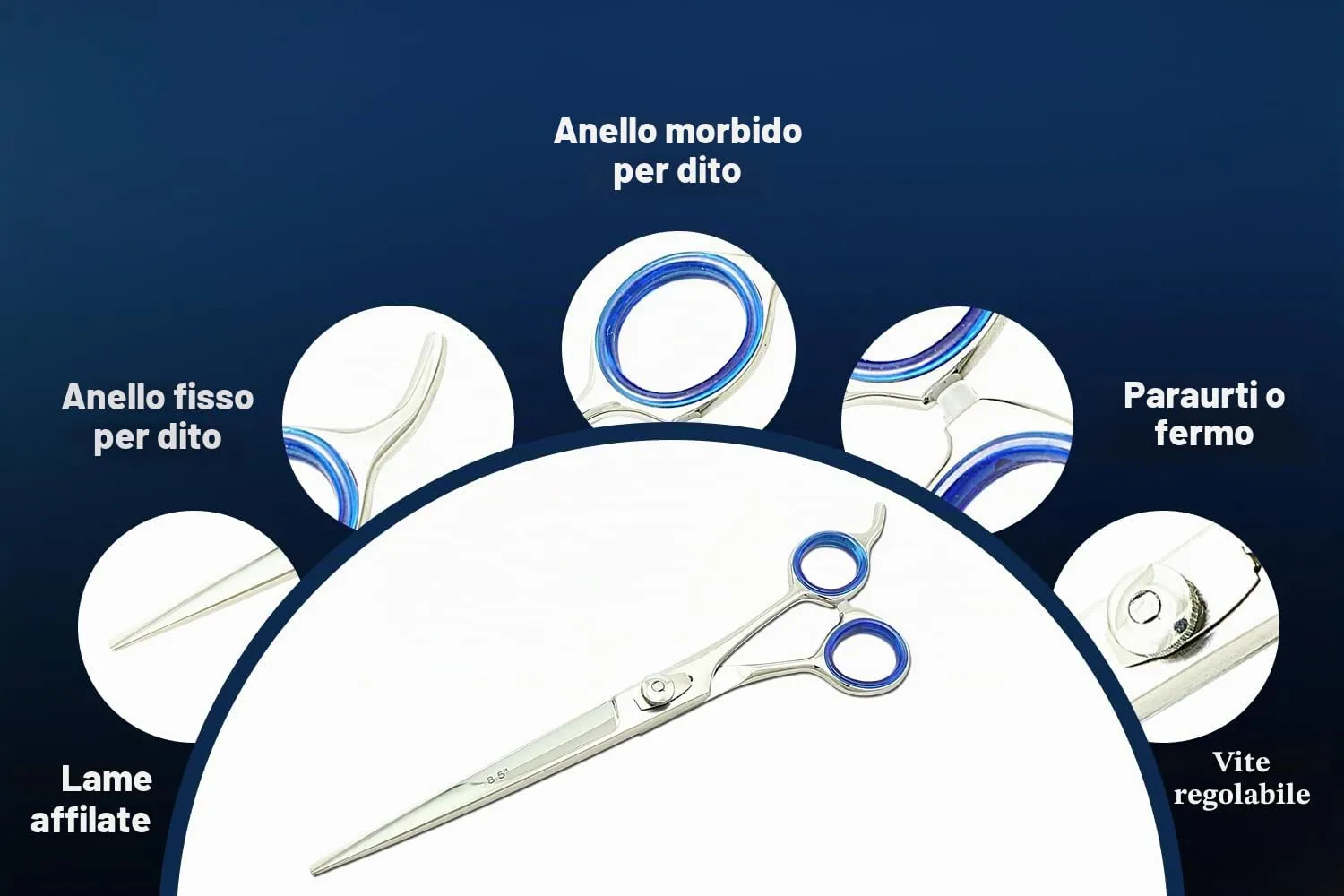 SMI Forbici Toelettatura Cani 8,5 Pollici Inox