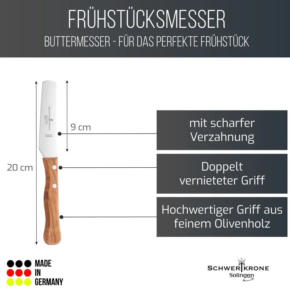 Schwertkrone Olive Classic Coltello Burro 9 cm Seghettato