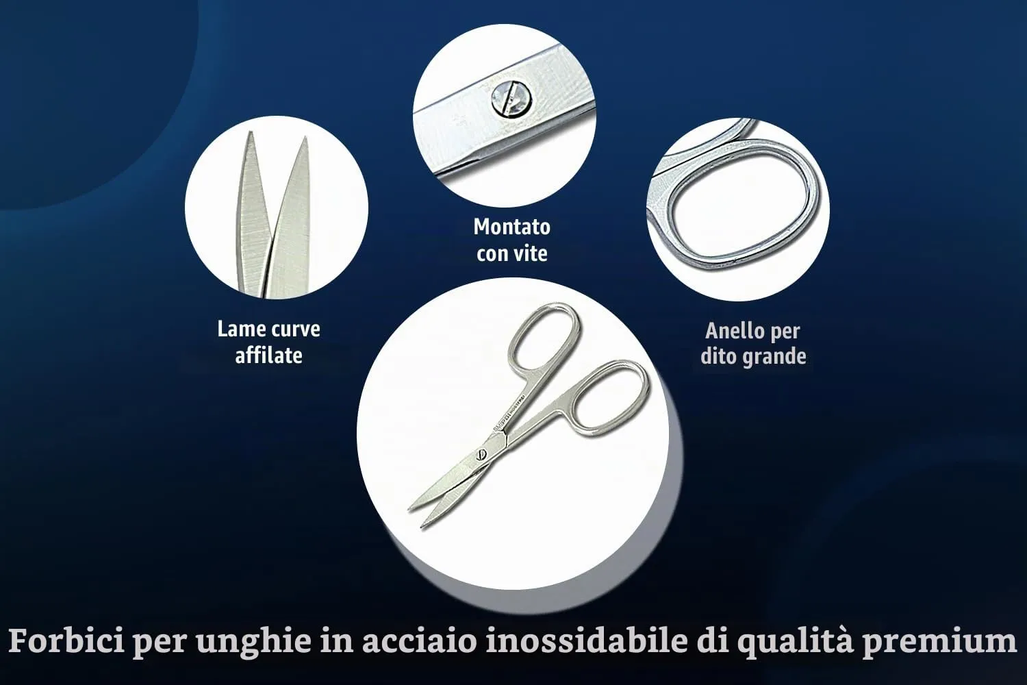 SMI 9,5 cm forbici unghie mancini lama curva