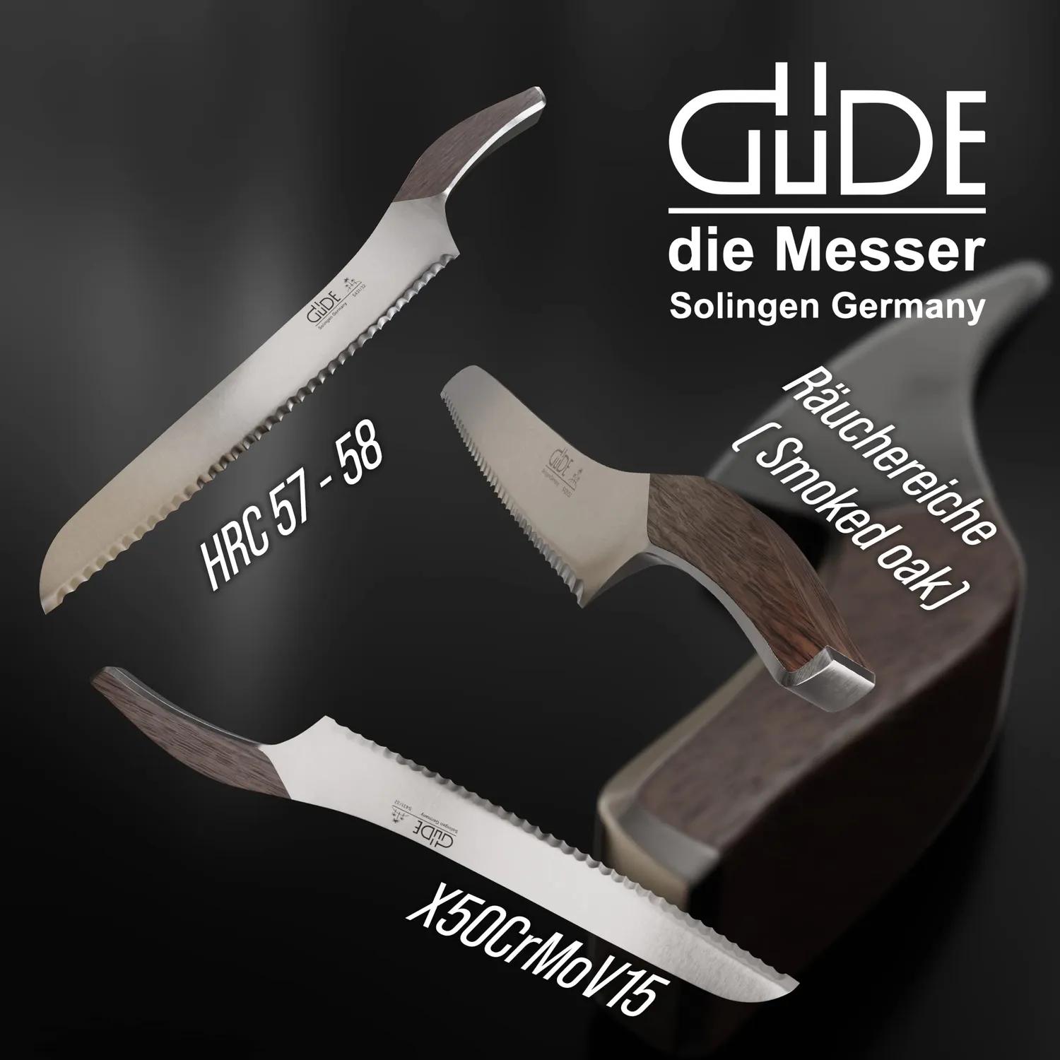 Güde Synchros coltello pane 32 cm quercia affumicata