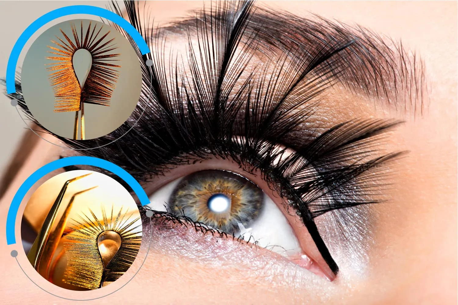 SMI Kit 8 pinzette extension ciglia oro punta fibra