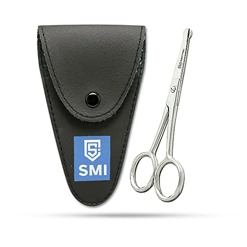 SMI Forbici Naso 10 cm Punta Arrotondata con Custodia Inox