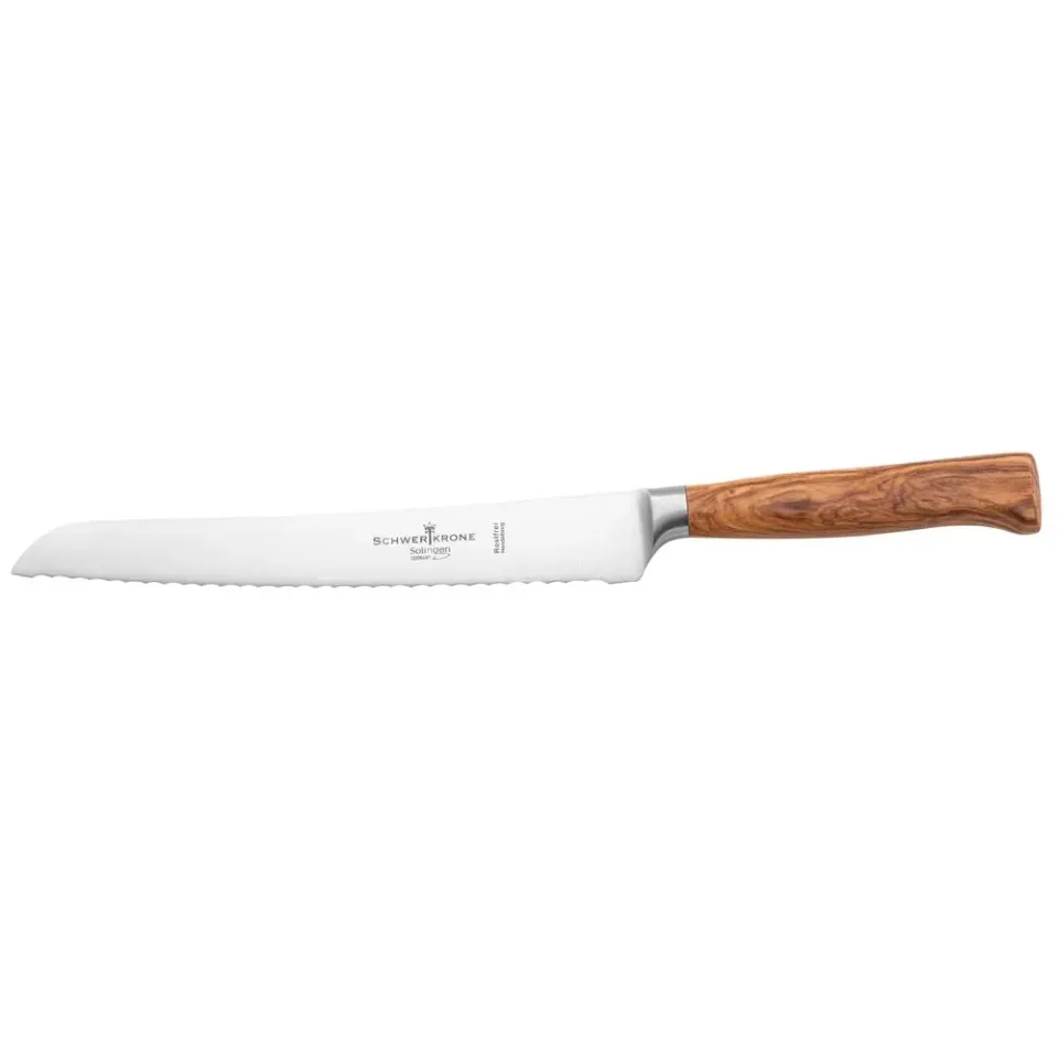 Schwertkrone Antonino Leto coltello pane forgiato 20 cm ulivo