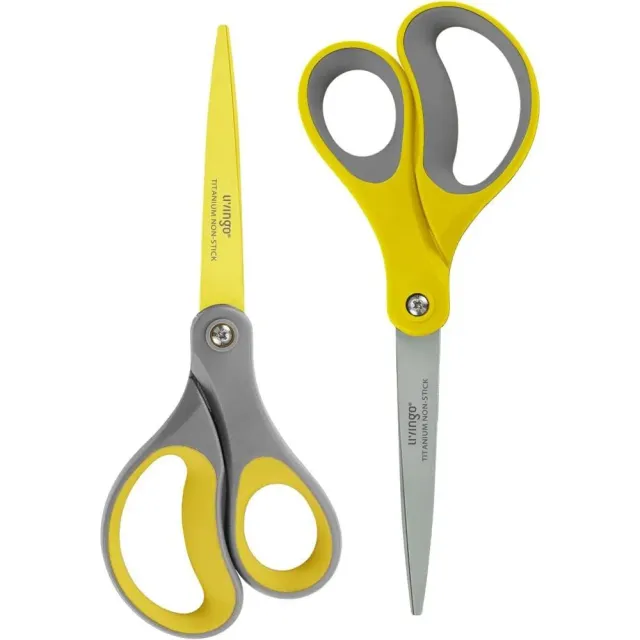 LIVINGO Forbici Ufficio 8" Antiaderenti 2 Pezzi Titanio