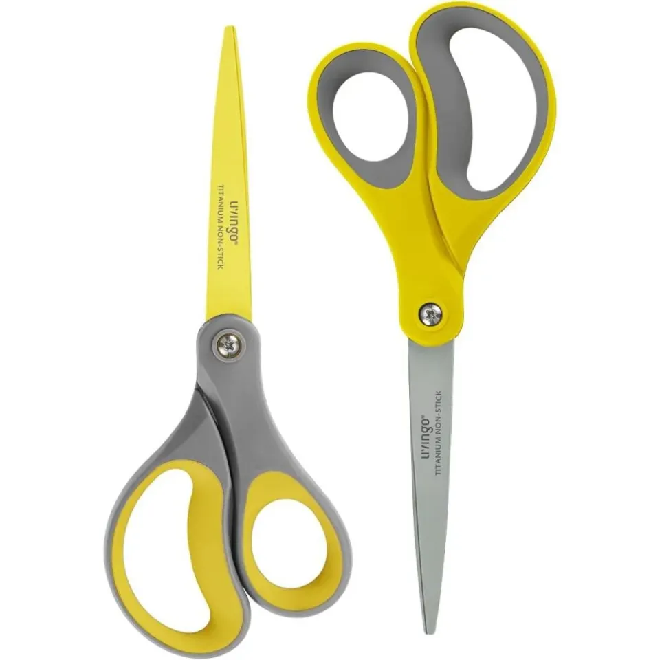 LIVINGO Forbici Ufficio 8" Antiaderenti 2 Pezzi Titanio