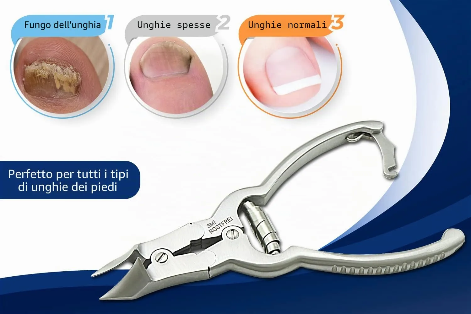 SMI Tronchese Unghie Piedi 16 cm Lama Curva per Unghie Spesse