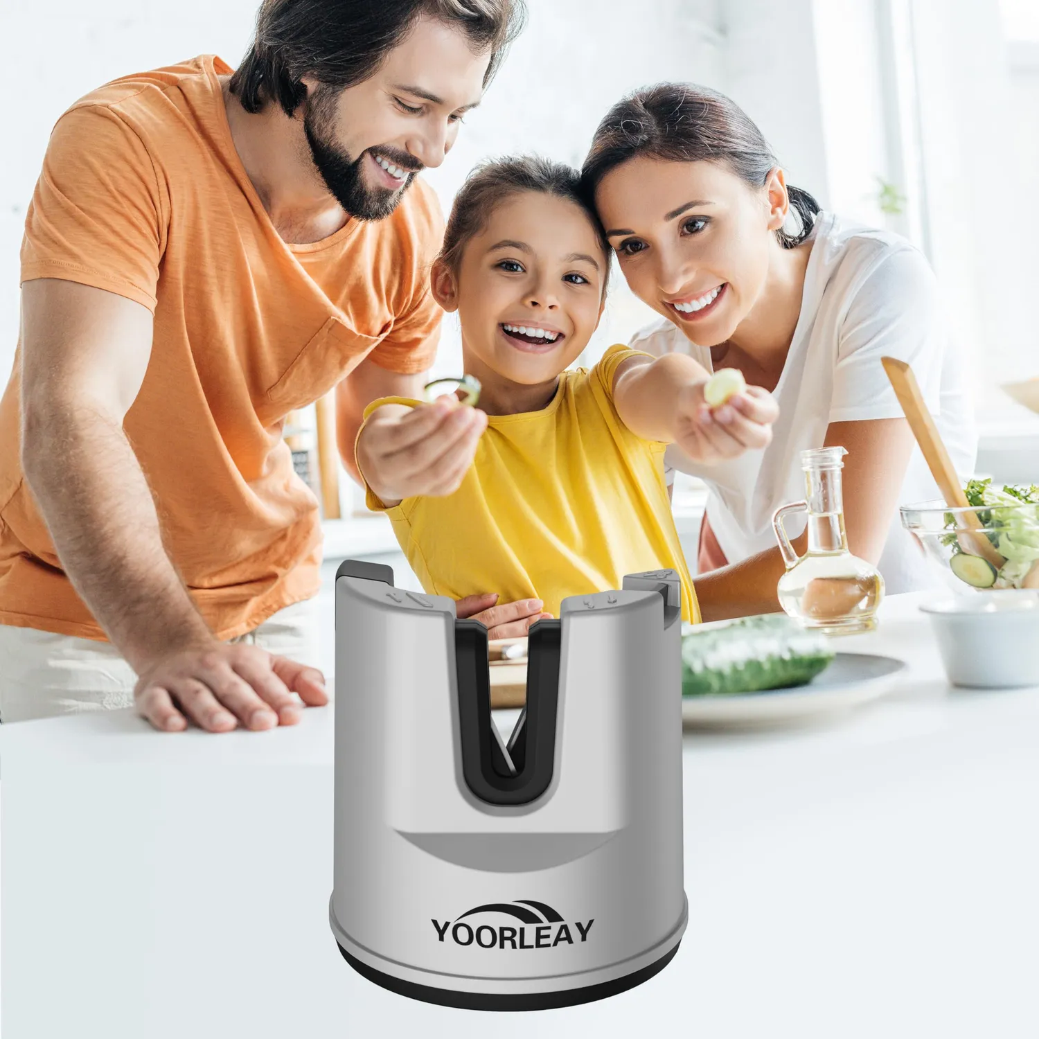 YOORLEAY Affilacoltelli Manuale Angolo Automatico con Asta Ceramica