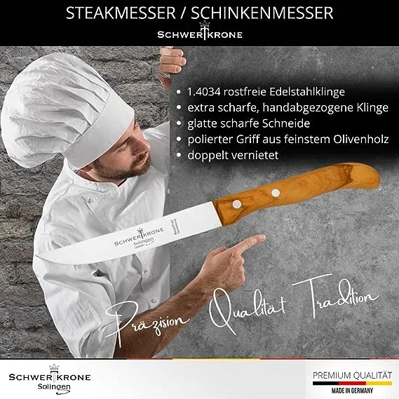 Schwertkrone Olive Classic Universale 5" coltello bistecca olivo lama liscia