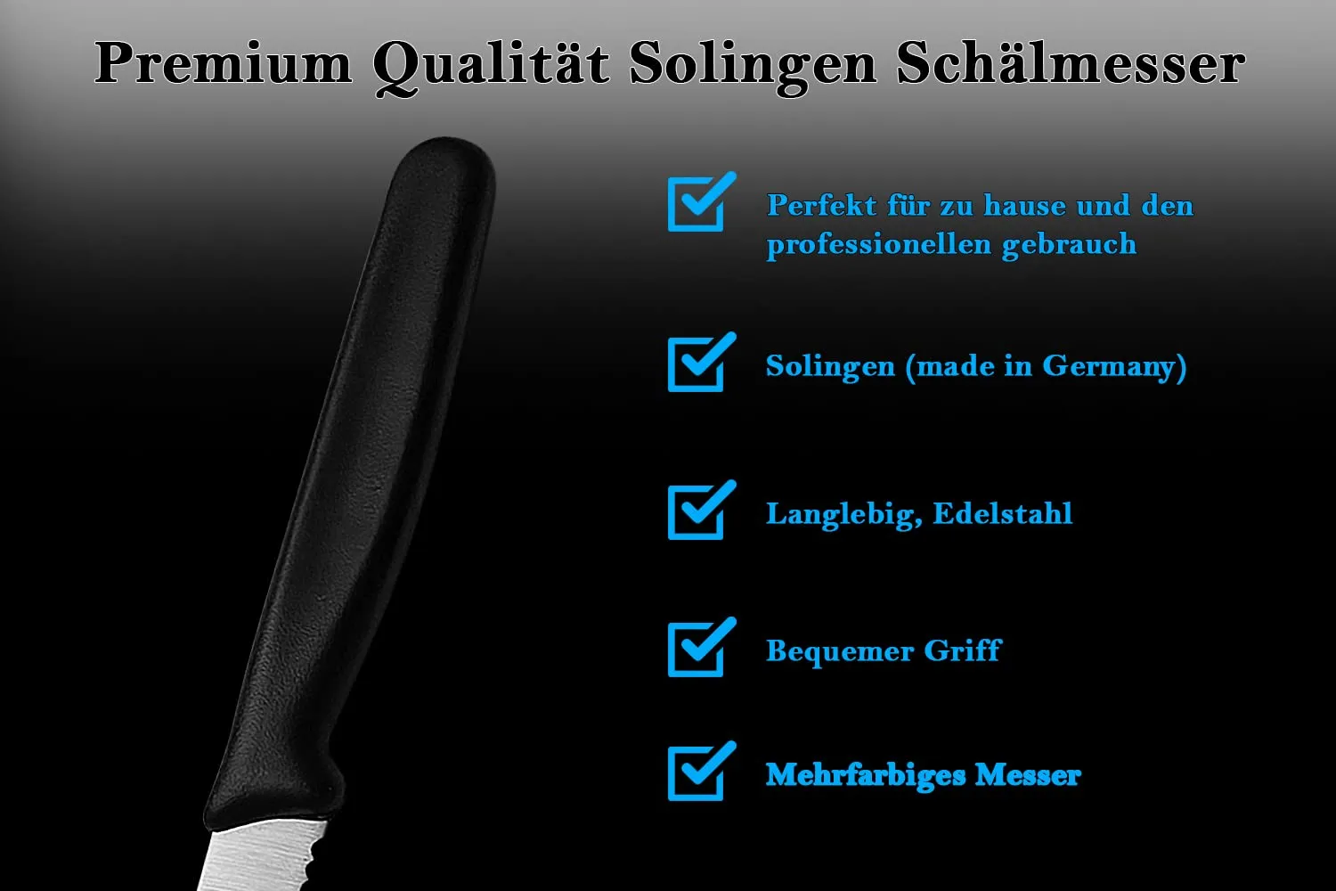 SMI Set 2 coltelli colazione tavola seghettati 11 cm nero