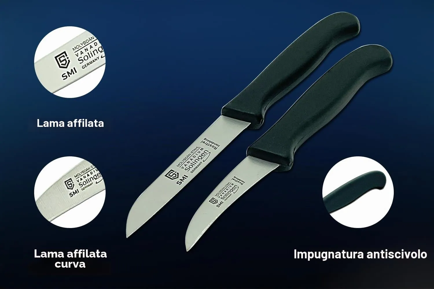 SMI Set 2 Spelucchini Solingen Nero Acciaio Tedesco