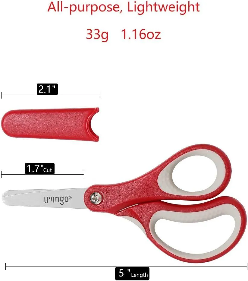 LIVINGO Forbici Bambini 5" Punta Arrotondata 3 Pezzi Sicure