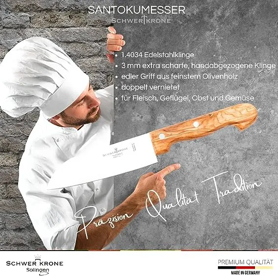 Schwertkrone Olive Classic santoku 20 cm manico olivo
