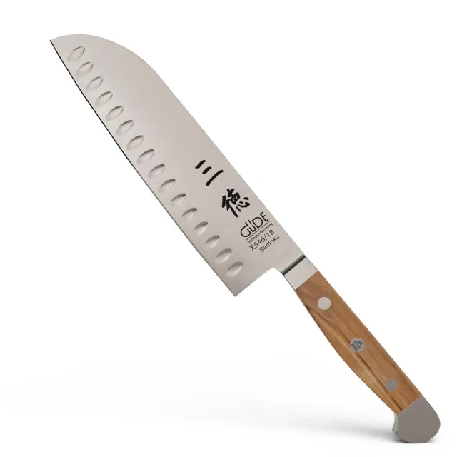 Güde Alpha-Olive santoku alveolato 18 cm legno ulivo