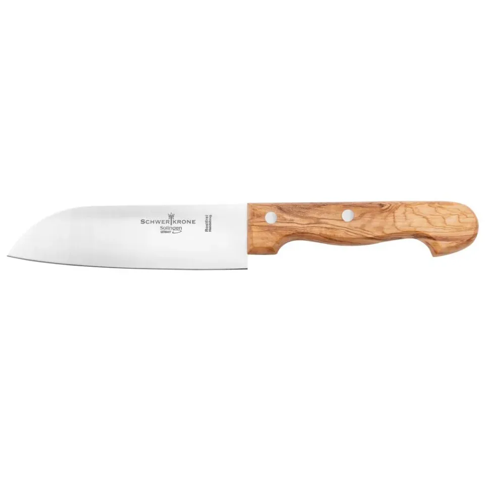 Schwertkrone Olive Classic Santoku 15 cm coltello manico olivo inox