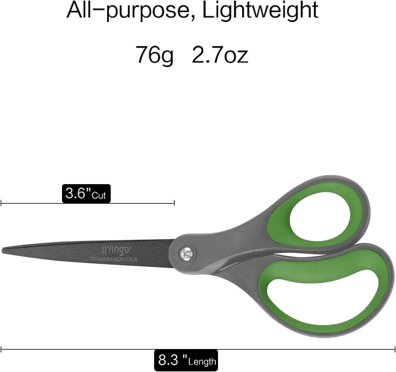 LIVINGO Forbici Ufficio 8" 2 Pezzi Antiaderenti Grigio