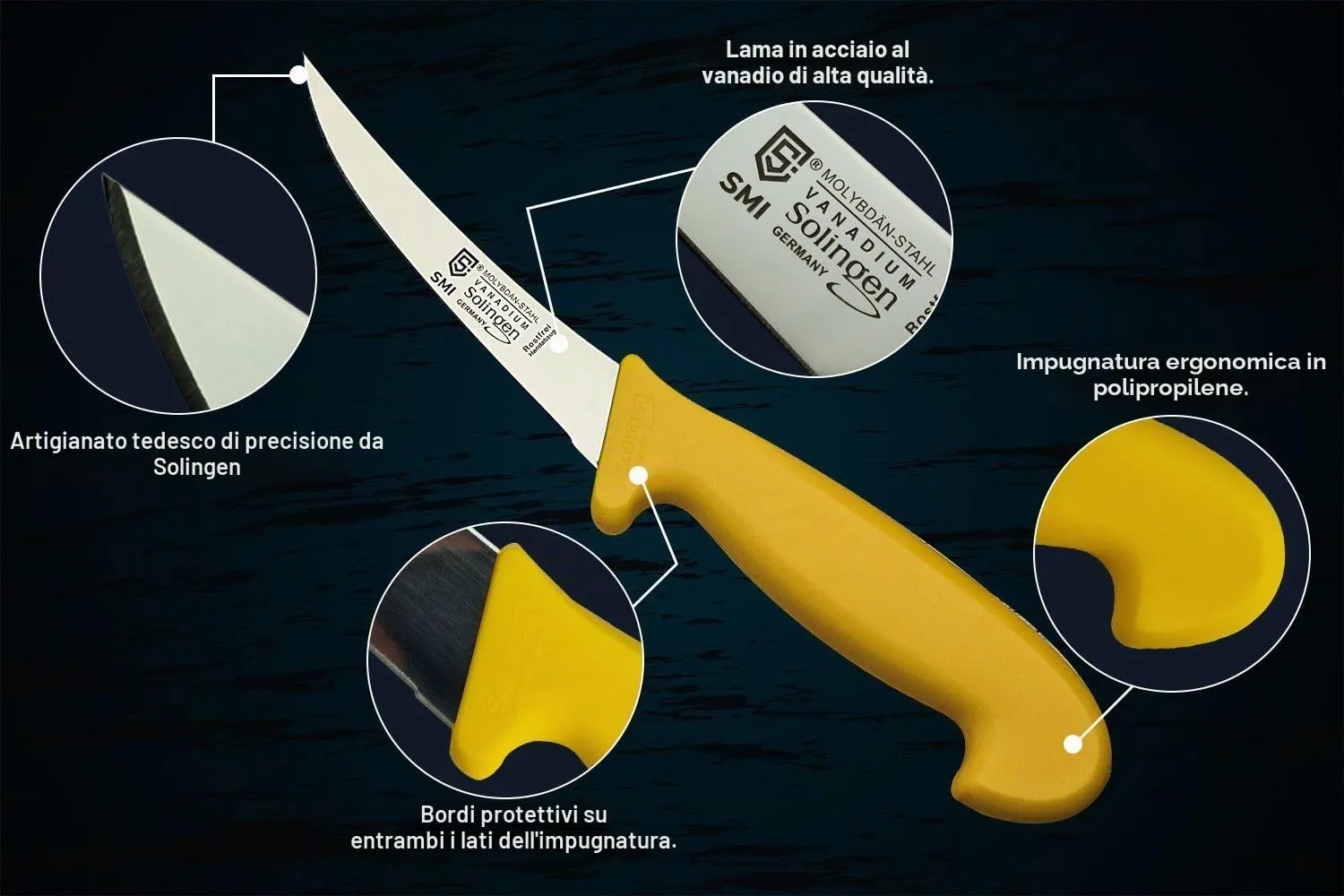 SMI Coltelli disosso curvi 5 pollici set 2 pezzi flessibili