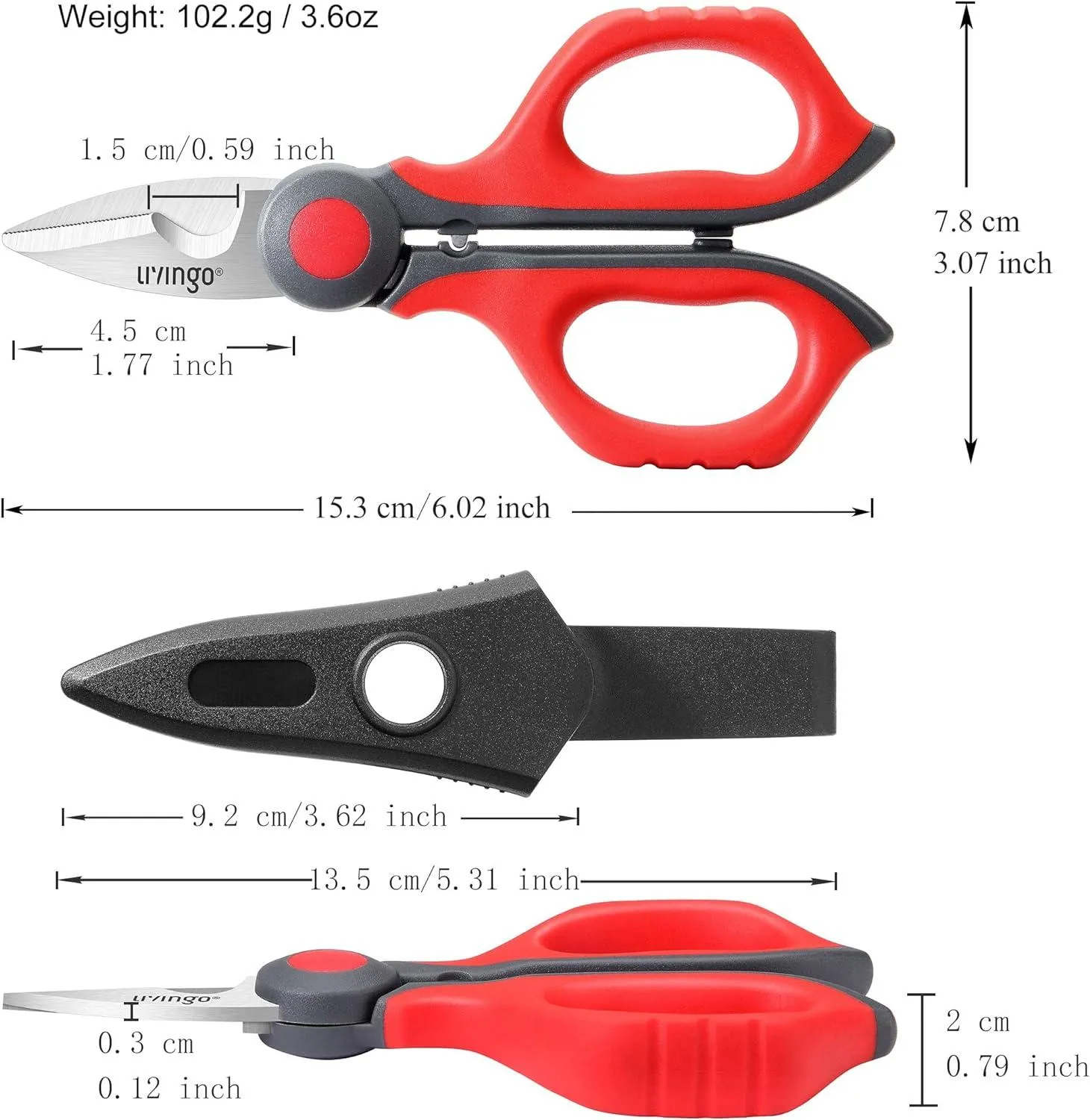 LIVINGO Forbici Elettricista Dentate 6 Pollici con Clip