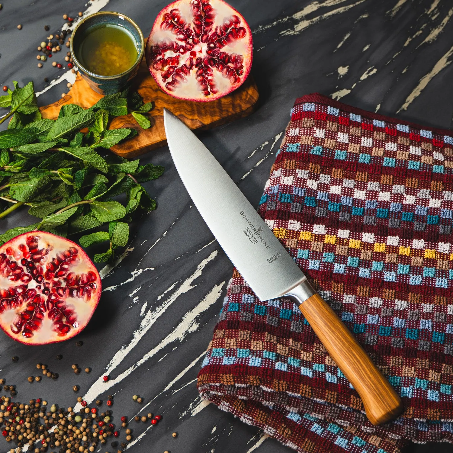 Schwertkrone Olivenholz coltello chef 20 cm forgiato
