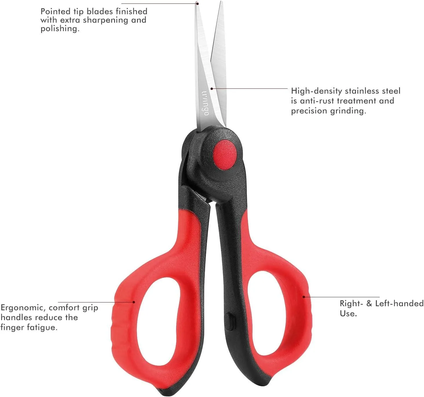 LIVINGO Forbici Ricamo 4,5" Set 2 Pezzi Rosso Nero