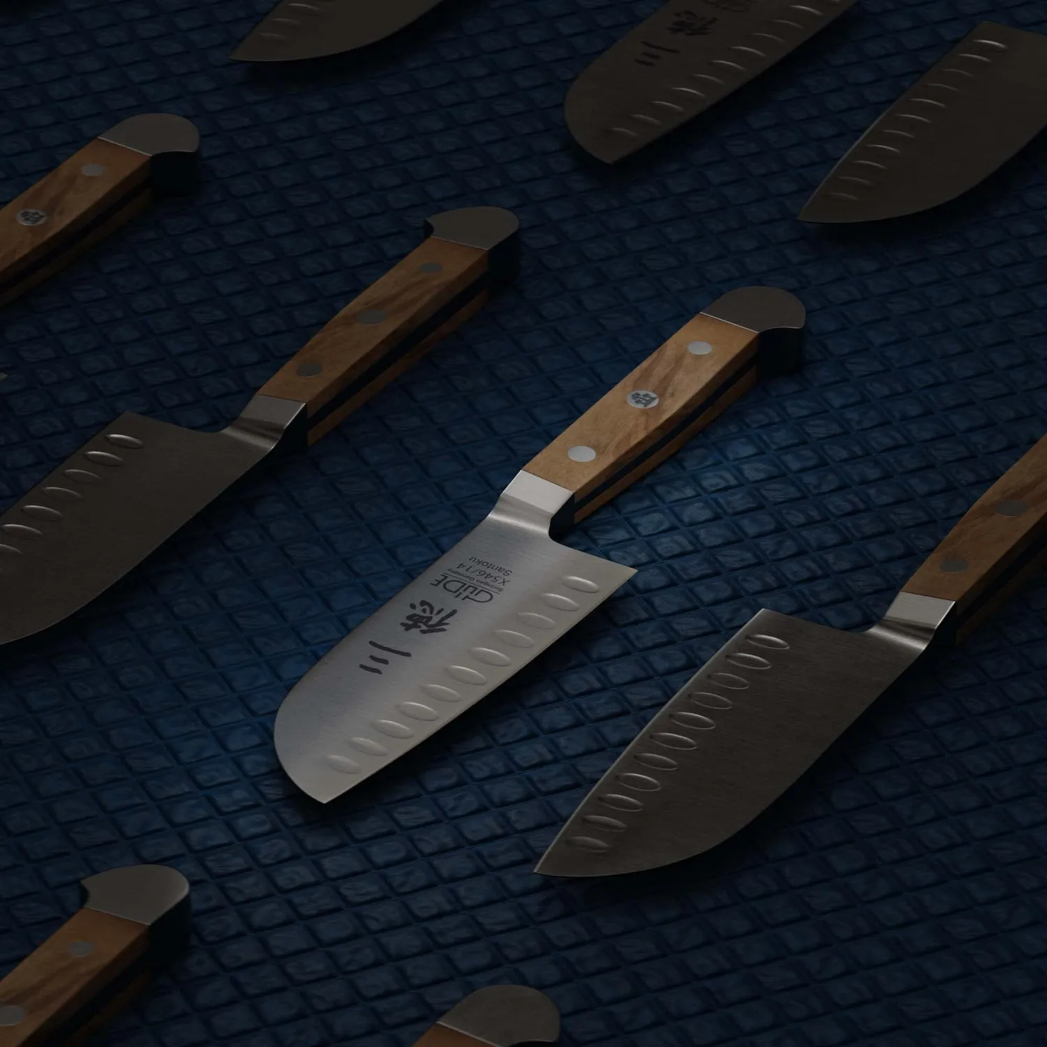 Güde Alpha-Olive Santoku alveolato 14 cm ulivo
